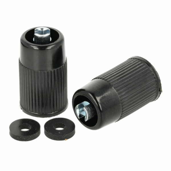 Paar Ventilkappen mit Ausdrehwerkzeug (Bakelit)